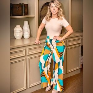 Geometric Print Wide Leg Pants